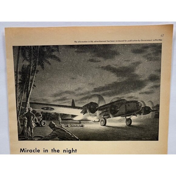 Westinghouse Vintage Print Ad 1940s WWII Bomber Plane Miracle Airfield at Night - Picture 4 of 6